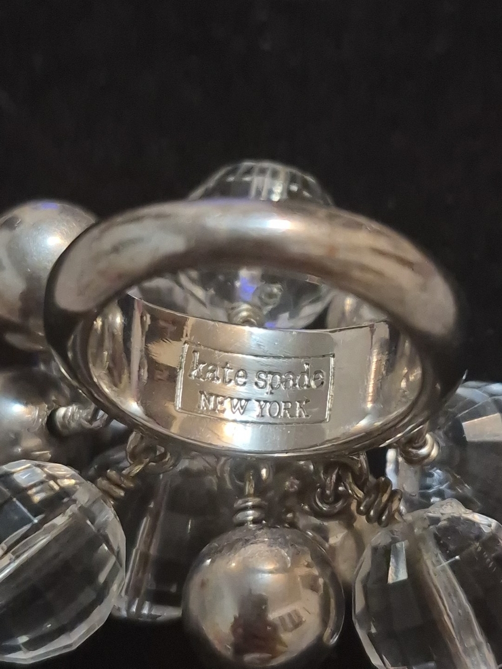 kate spade Silver Tone Ring with Faceted Crystal Charms